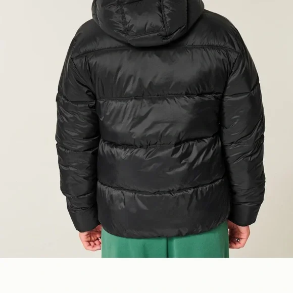 Hollister Men's Black Puffer Jacket